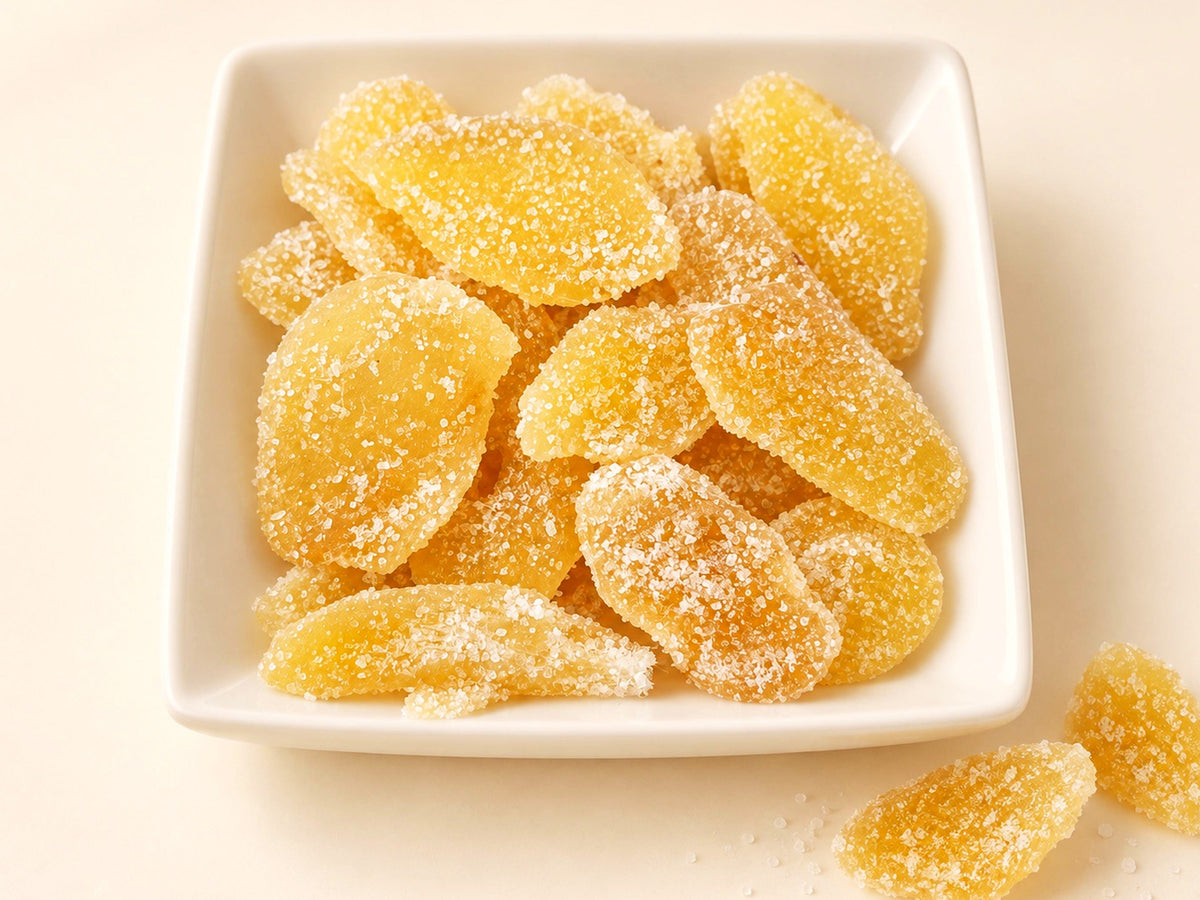 Crystallized Ginger | Zingiber officinale | Sweet Dried Ginger Pieces